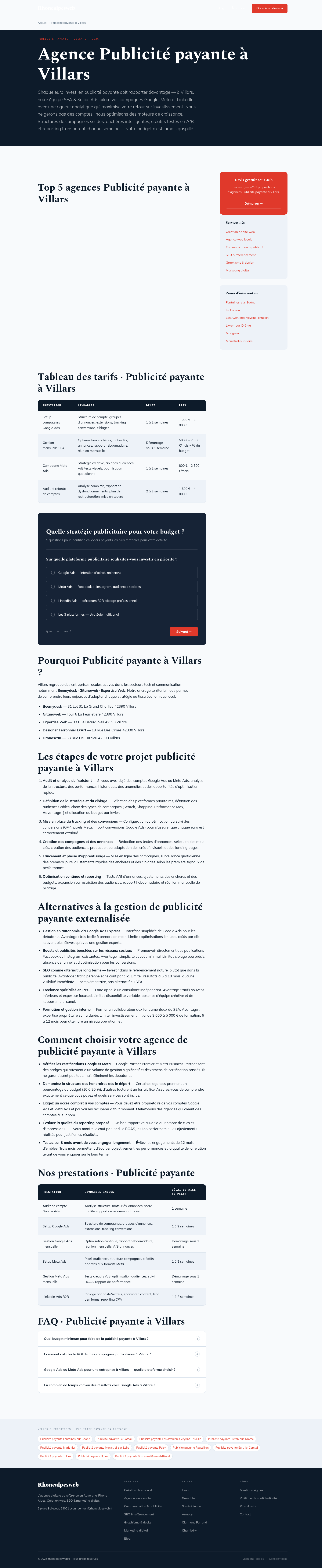 Capture d'une page Rhonealpesweb dédiée à la publicité payante