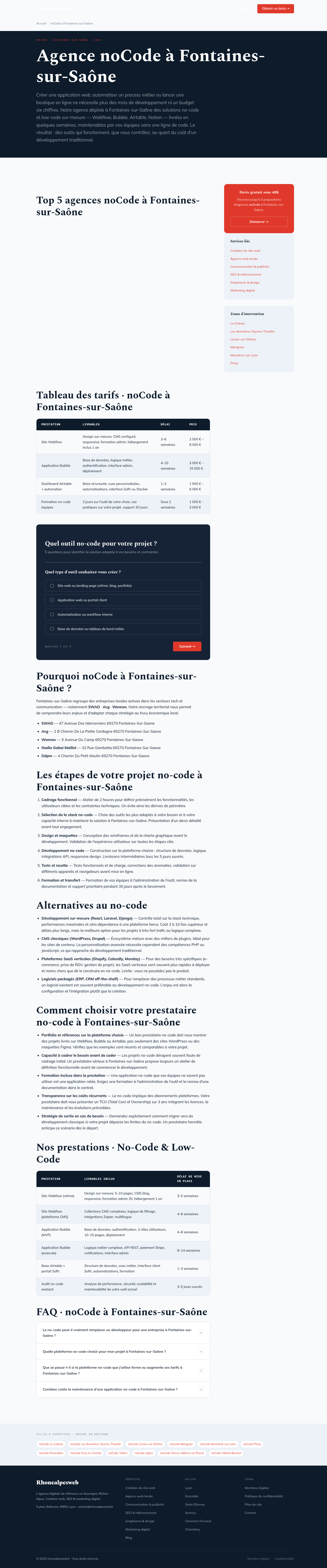 Exemple de page service no-code Rhonealpesweb